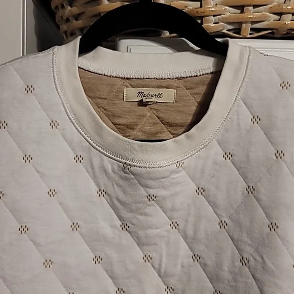 Madewell Swing Sweatshirt Womens XLarge Beige Quilted Boxy Cropped Cozy Lounge - Picture 4 of 12